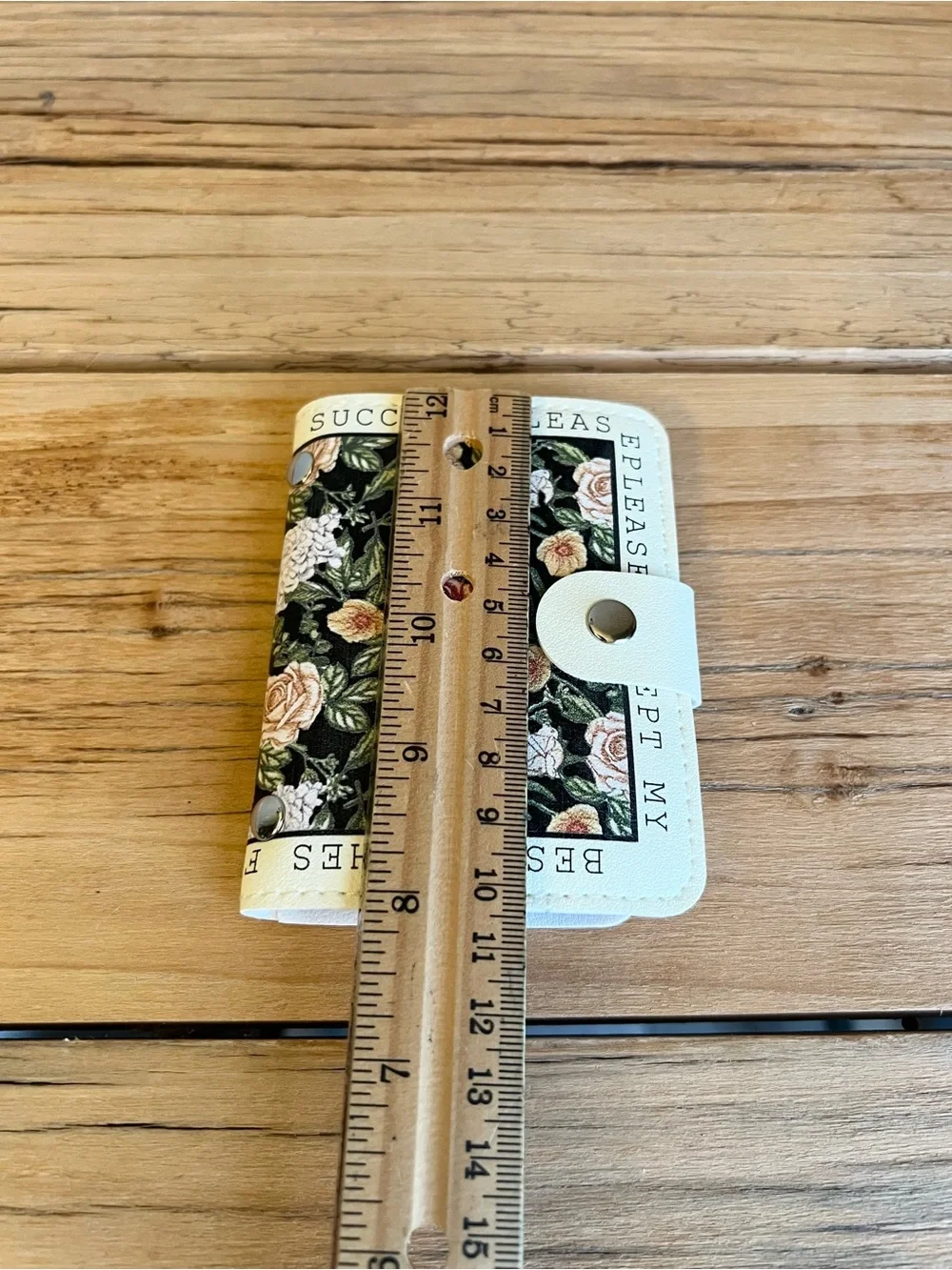 Floral Snap Card Holder Wallet - Black Floral Print with Cream Trim-NWOT